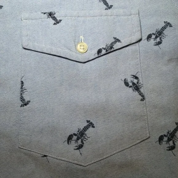 โญ Ralph Lauren XXL Button Down Shirt Blue Lobster Print Short Sleeve Cotton - Picture 6 of 16